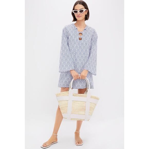 HYACINTH HOUSE Blue Quatrefoil Blake Mini Dress Size L NWT - Picture 7 of 8